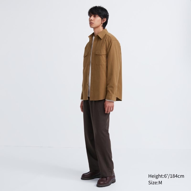 Navy Uniqlo Jersey Utility Long-sleeve Overshirt Men Shirts | 8805486