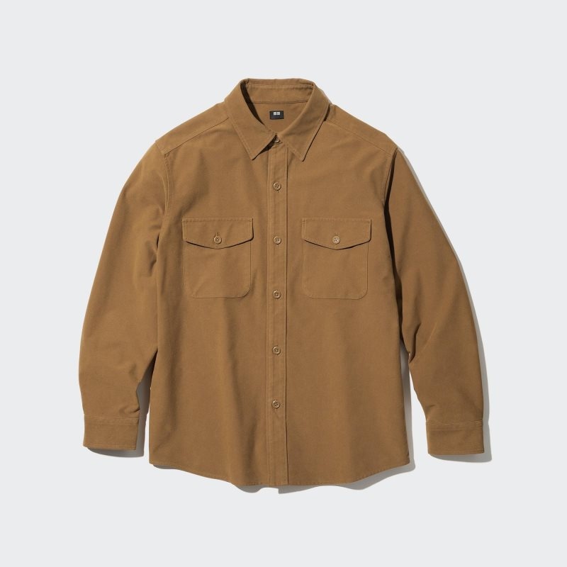 Navy Uniqlo Jersey Utility Long-sleeve Overshirt Men Shirts | 8805486