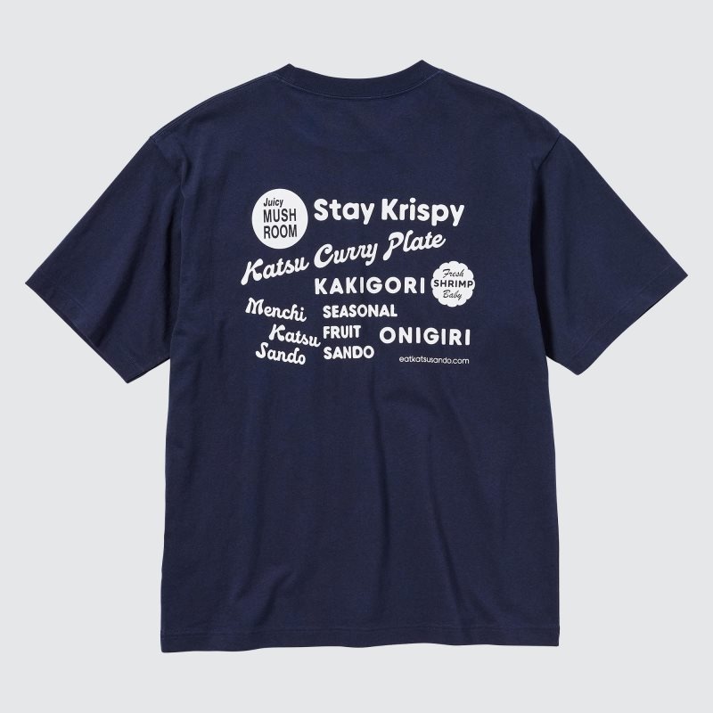 Navy Uniqlo L.A. Eats Ut Oversized Short-sleeve Graphic Katsu Sando Men T Shirts | 9424353