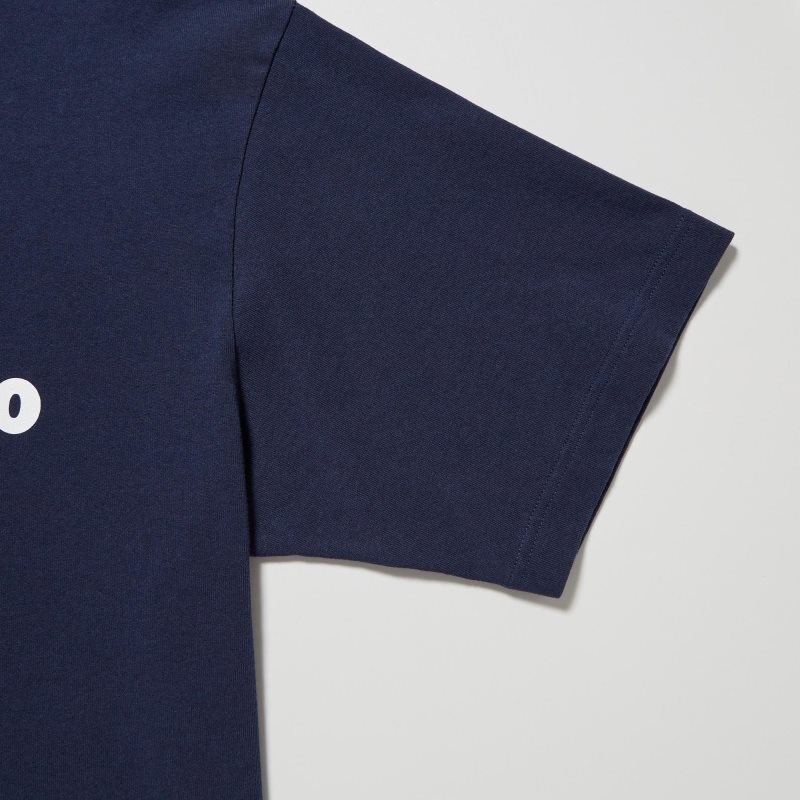 Navy Uniqlo L.A. Eats Ut Oversized Short-sleeve Graphic Katsu Sando Men T Shirts | 9424353