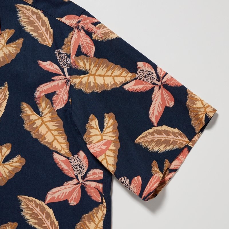 Navy Uniqlo Open Collar Short-sleeve Men Shirts | 5697189