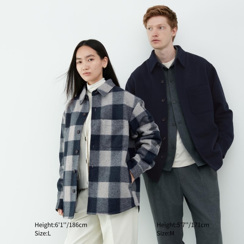 Navy Uniqlo Overshirt Men Jackets | 3588992