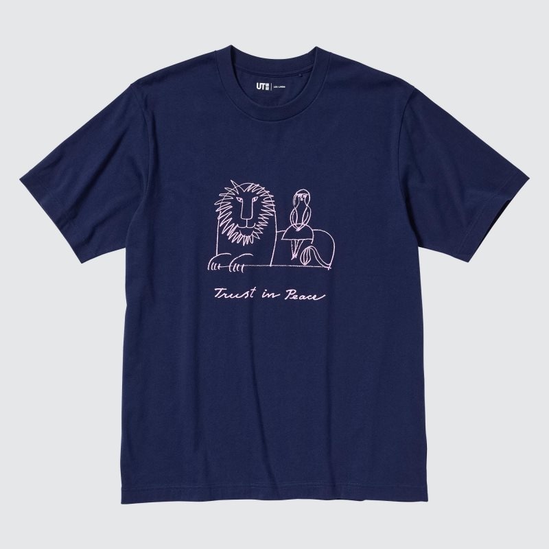 Navy Uniqlo Peace For All Lisa Larson Short-sleeve Graphic Men T Shirts | 7271539