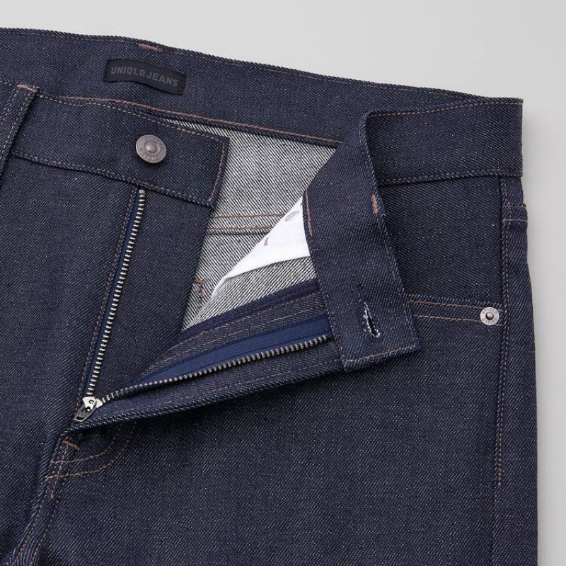 Navy Uniqlo Selvedge Stretch Slim Fit Men Jeans | 9129188
