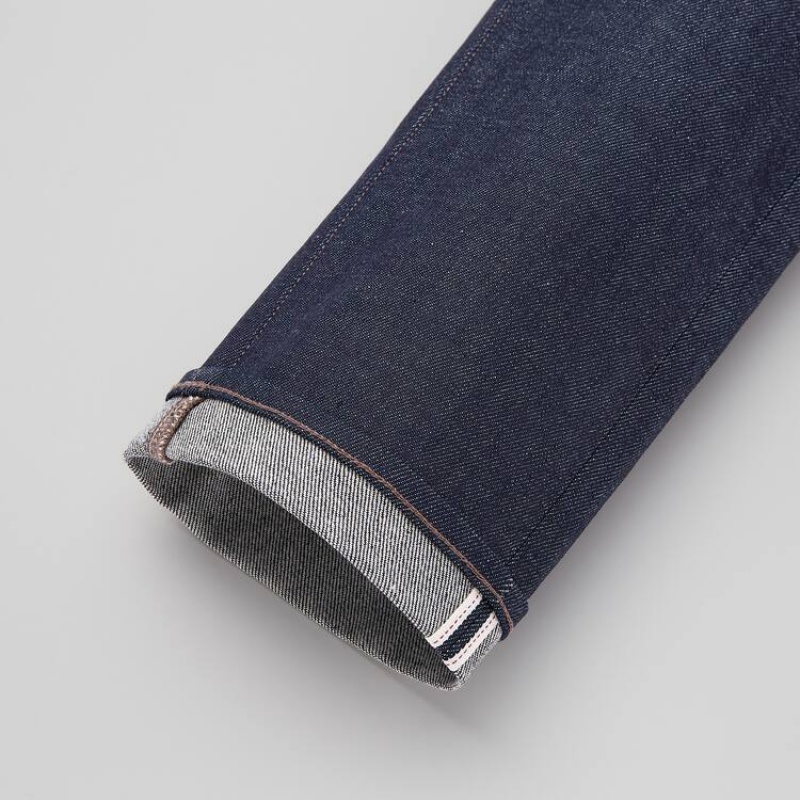 Navy Uniqlo Selvedge Stretch Slim Fit Men Jeans | 9129188