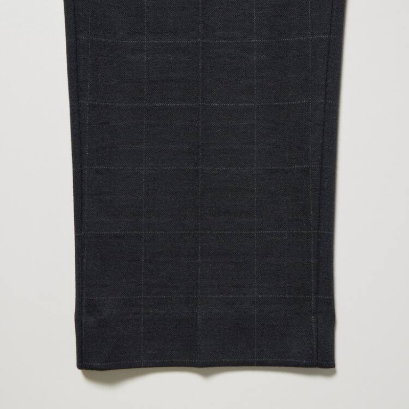 Navy Uniqlo Smart Windowpane Checked Ankle Length Men Pants | 4144331