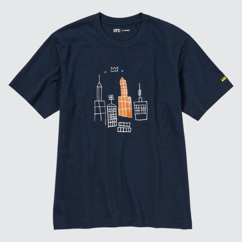 Navy Uniqlo UT Archive UT Short Sleeve Jean-Michel Basquiat Women T Shirts | 3993128