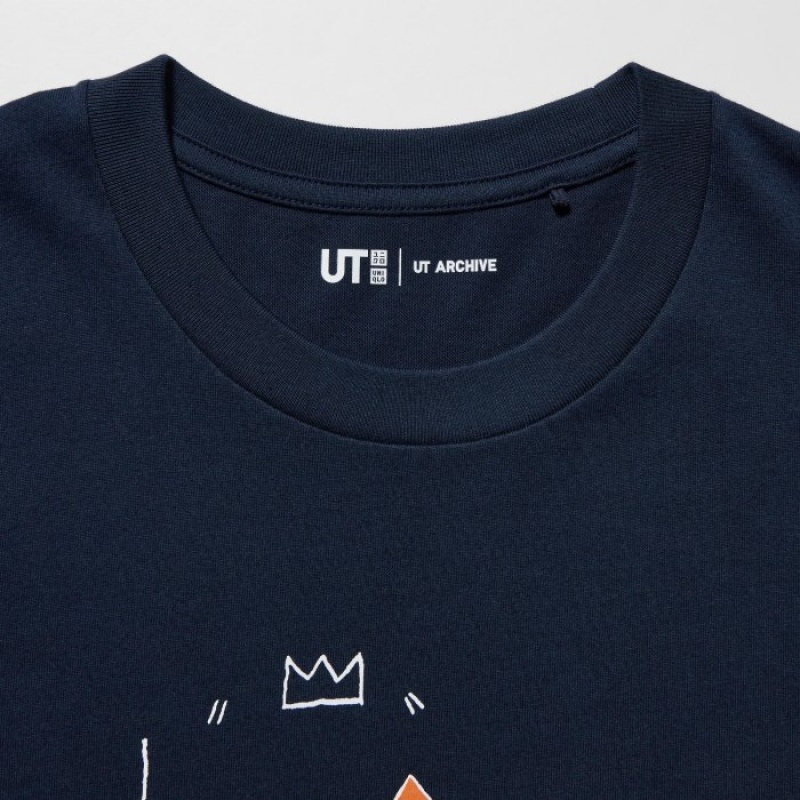 Navy Uniqlo UT Archive UT Short Sleeve Jean-Michel Basquiat Women T Shirts | 3993128