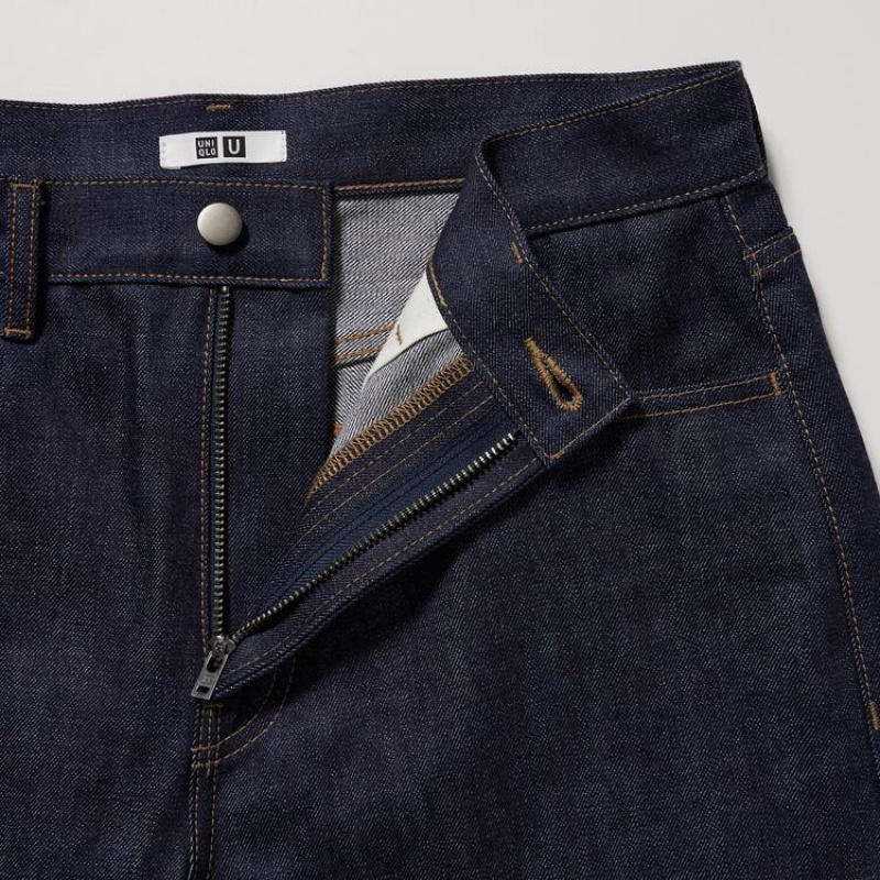 Navy Uniqlo U Selvedge Regular Fit Men Jeans | 8901304