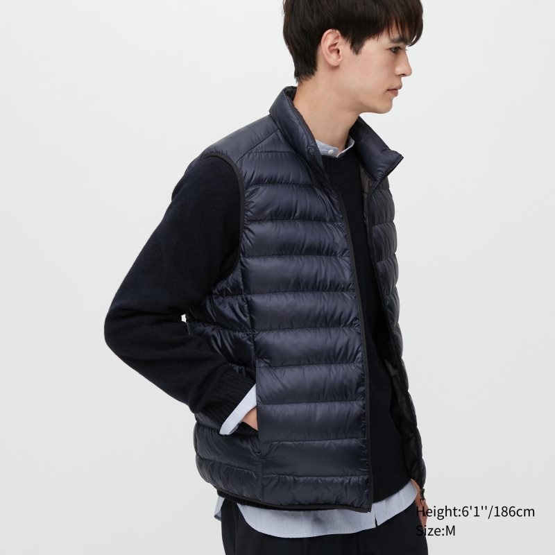 Navy Uniqlo Ultra Light Down Narrow Quilt Men Vest | 1674654