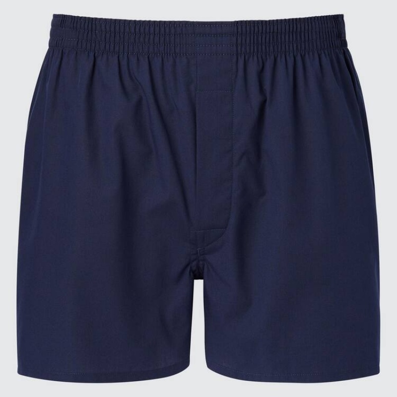 Navy Uniqlo Woven Broadcloth Boxer Men Underwear | 9440026