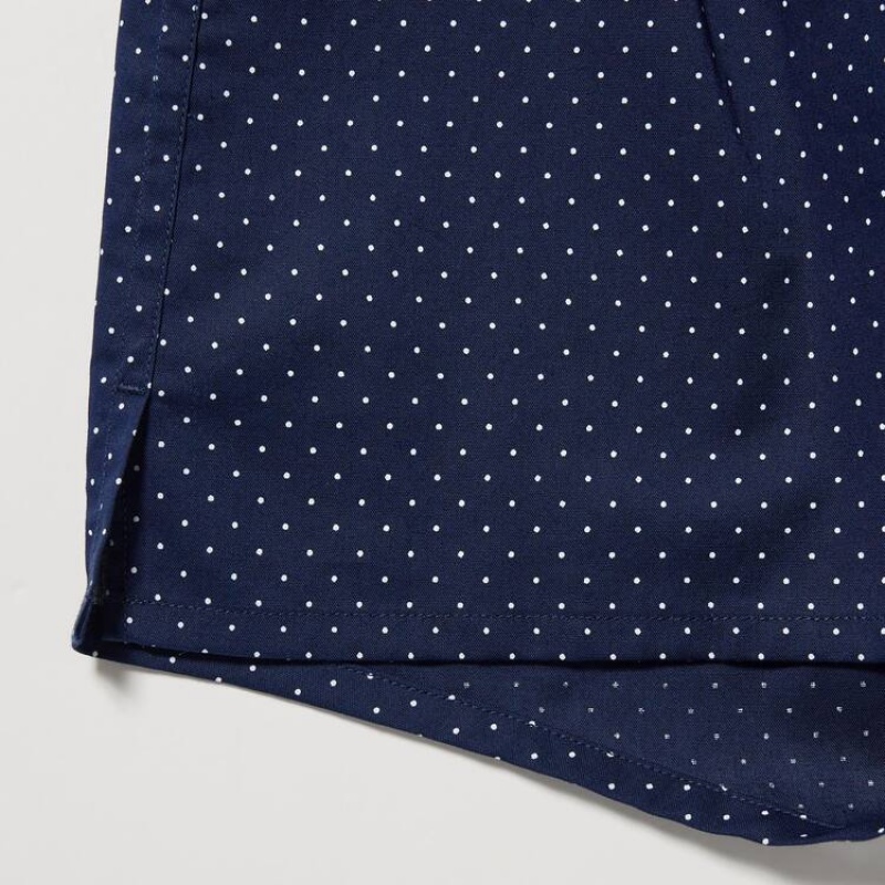 Navy Uniqlo Woven Dotted Boxer Men Underwear | 9914771