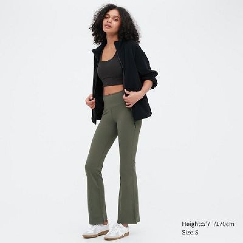 Olive Uniqlo AIRism Soft Flare Women Pants | 6115660