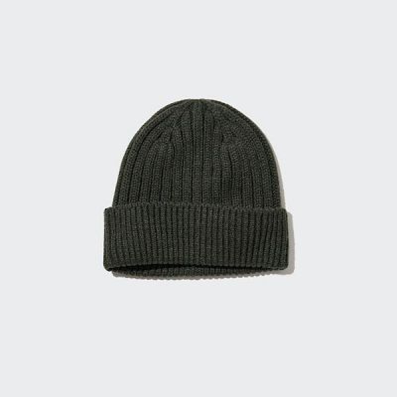 Olive Uniqlo HEATTECH Ribbed Women Beanie | 1805629