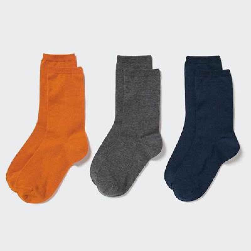 Orange Uniqlo 3 Pairs Women Socks | 1198053