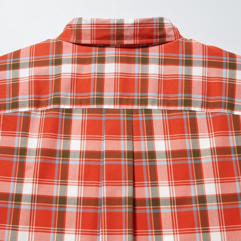 Orange Uniqlo Extra Fine Cotton Short-sleeve Men Shirts | 7946984