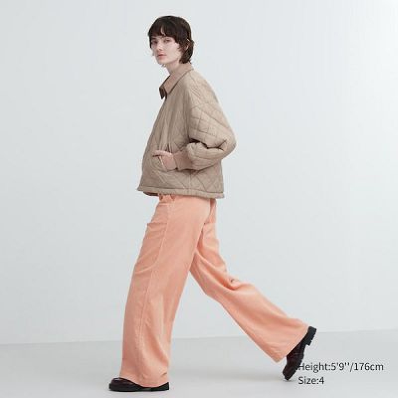 Pink Uniqlo Corduroy Wide Women Pants | 1491355