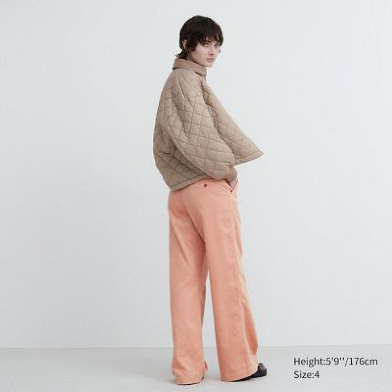 Pink Uniqlo Corduroy Wide Women Pants | 1491355