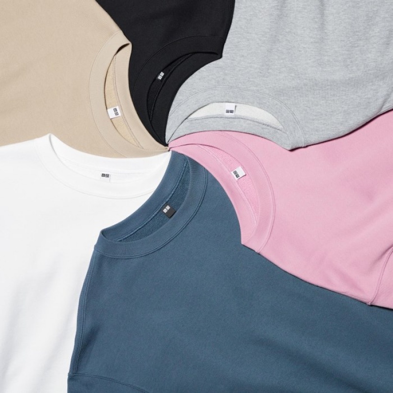 Pink Uniqlo Crew Neck Long-Sleeve Women Sweatshirts | 5512931