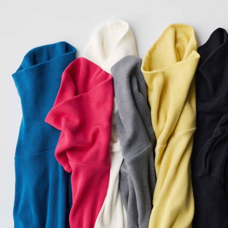 Pink Uniqlo HEATTECH Extra Warm Seamless Ribbed Turtleneck Long-Sleeve Women T Shirts | 7562413