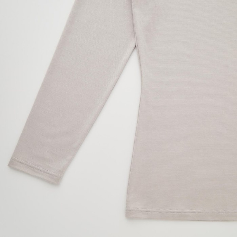 Pink Uniqlo HEATTECH Scoop Neck Long-Sleeve Women T Shirts | 65477