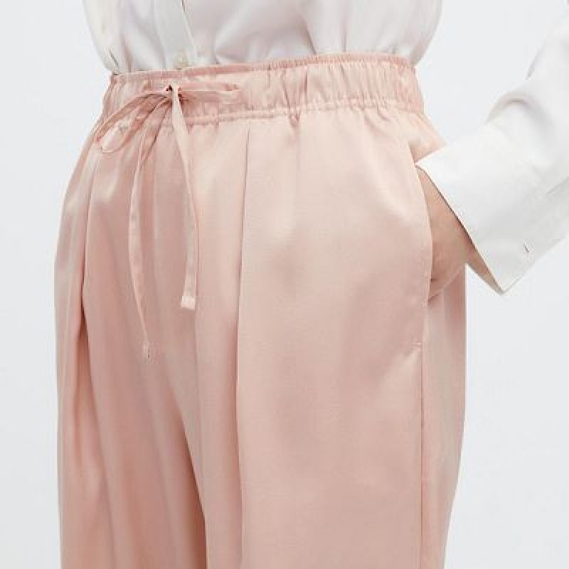 Pink Uniqlo Satin Drape Women Joggers | 5977153