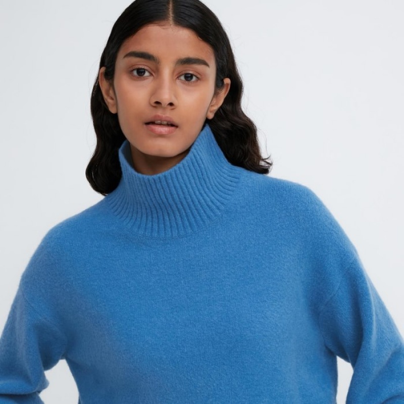 Pink Uniqlo Souffle Yarn High Neck Long-Sleeve Women Sweaters | 6768333