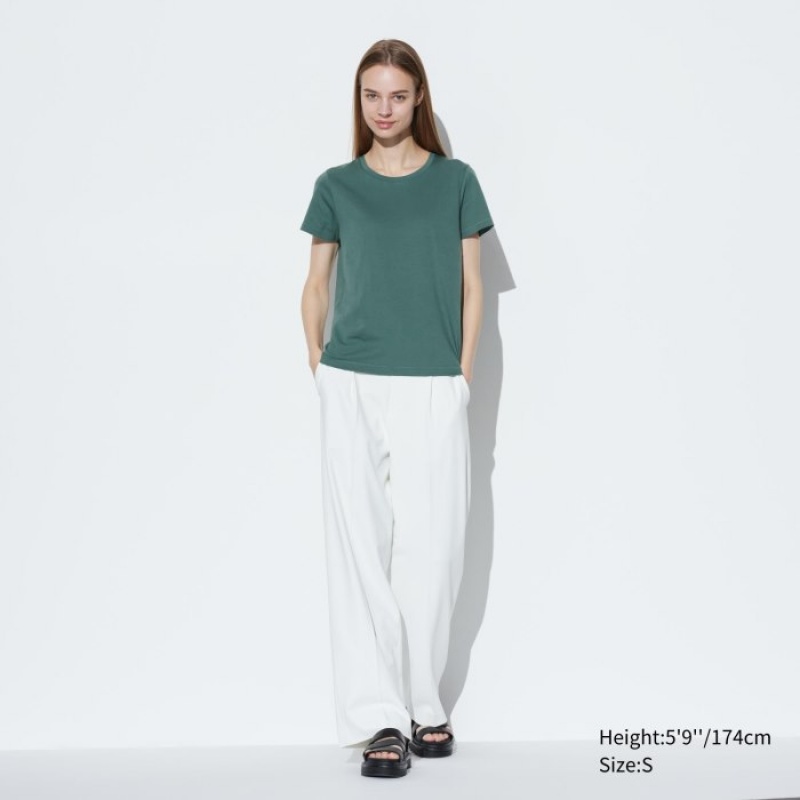 Pink Uniqlo Supima Cotton Crew Neck Short Sleeve Women T Shirts | 3869913