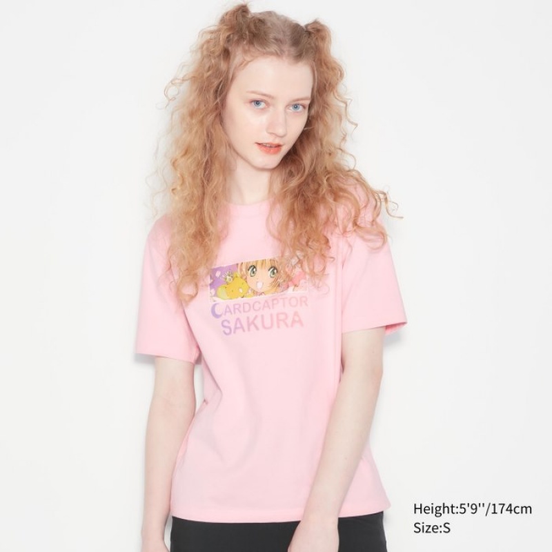 Pink Uniqlo The World of CLAMP UT Short Sleeve Women T Shirts | 1652212