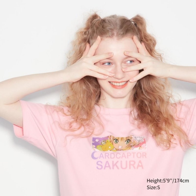 Pink Uniqlo The World of CLAMP UT Short Sleeve Women T Shirts | 1652212