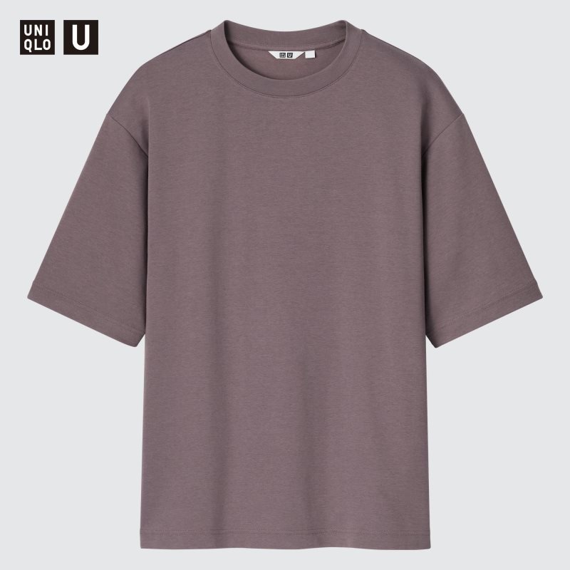 Pink Uniqlo U AIRism Cotton Oversized Crew Neck Half-Sleeve Men T Shirts | 6288670