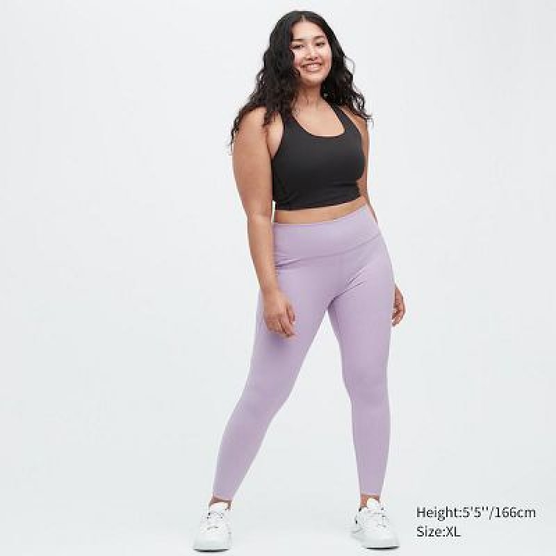 Purple Uniqlo AIRism UV Protection Pocketed Soft Women Leggings | 1483371