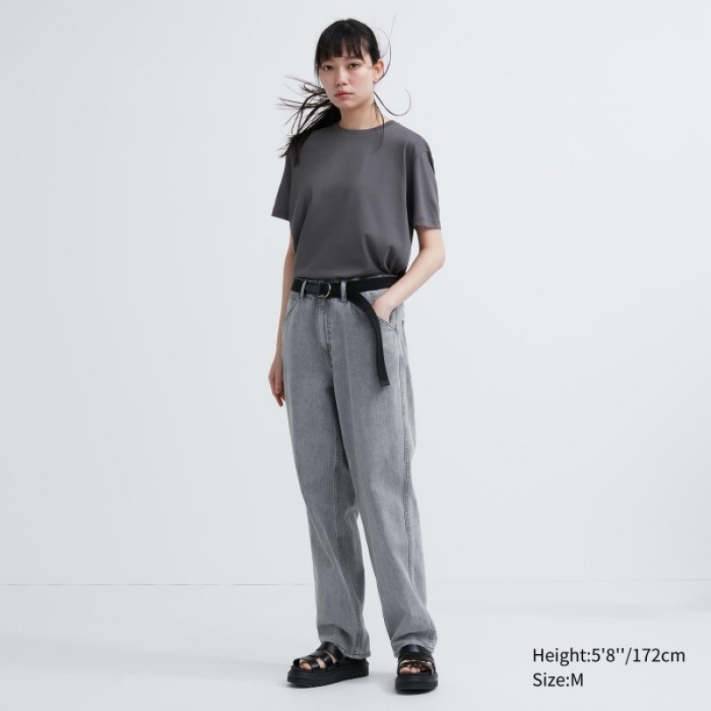 Purple Uniqlo Dry Color Crew Neck Short-Sleeve Women T Shirts | 3635931