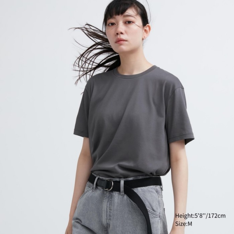 Purple Uniqlo Dry Color Crew Neck Short-Sleeve Women T Shirts | 3635931