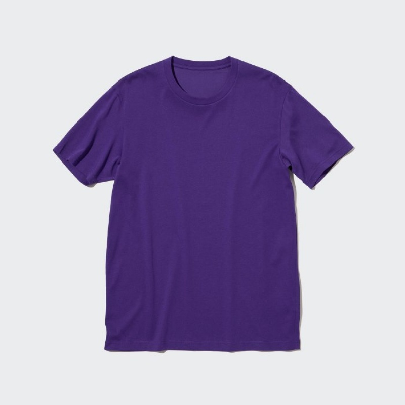 Purple Uniqlo Dry Color Crew Neck Short-Sleeve Women T Shirts | 4005775