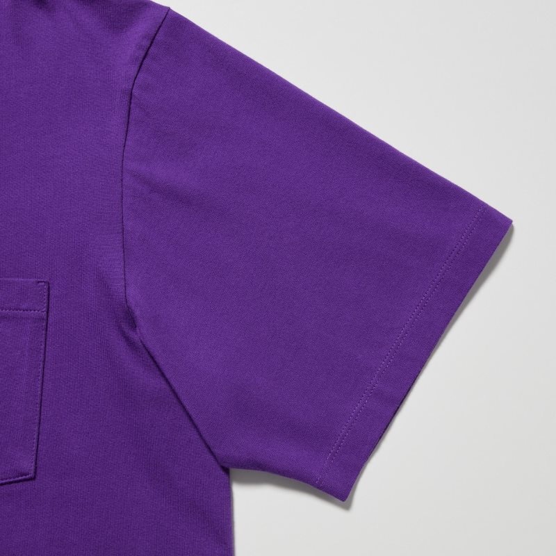 Purple Uniqlo Rf Short-sleeve Graphic Men T Shirts | 3402046