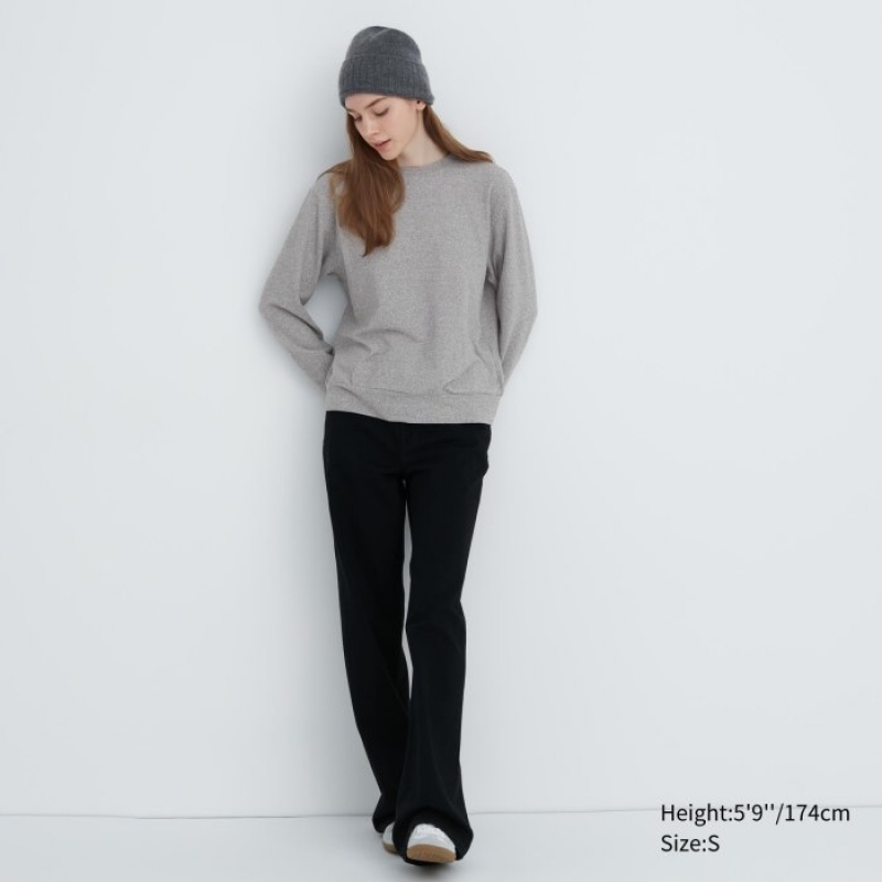 Purple Uniqlo Soft Knitted Fleece Crew Neck Long-Sleeve Women T Shirts | 3303297