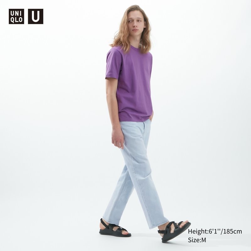 Purple Uniqlo U Crew Neck Short-sleeve Men T Shirts | 5978574