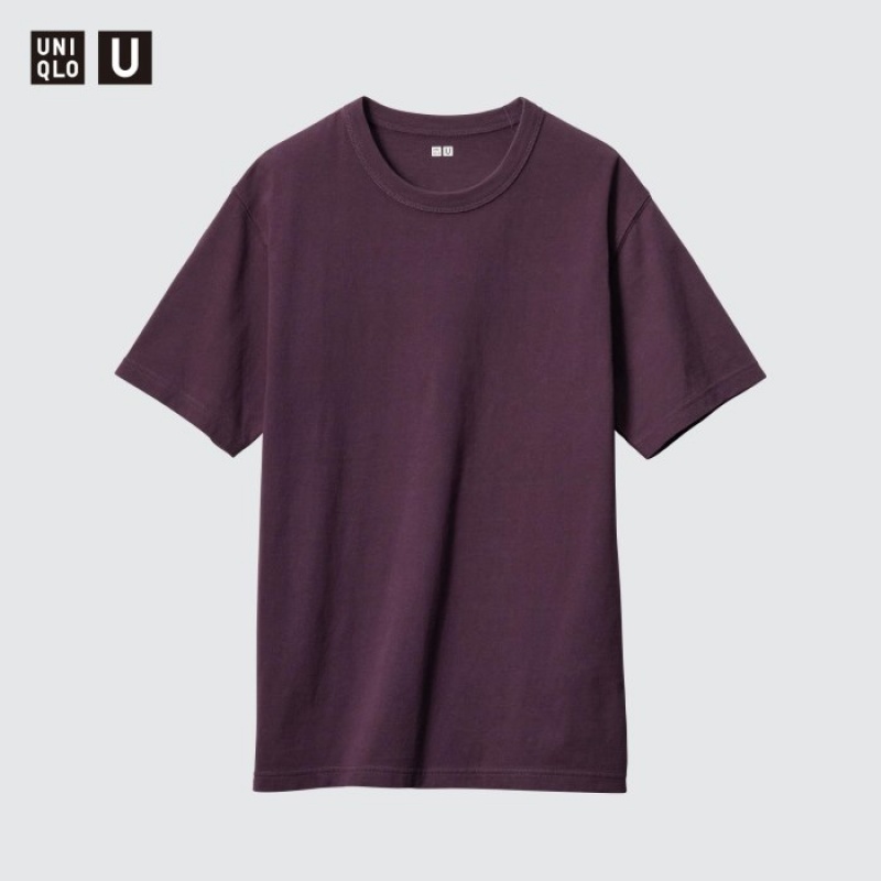Purple Uniqlo U Crew Neck Short-sleeve Women T Shirts | 1757071