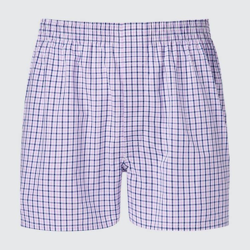 Purple Uniqlo Woven Checked Boxer Men Underwear | 795249