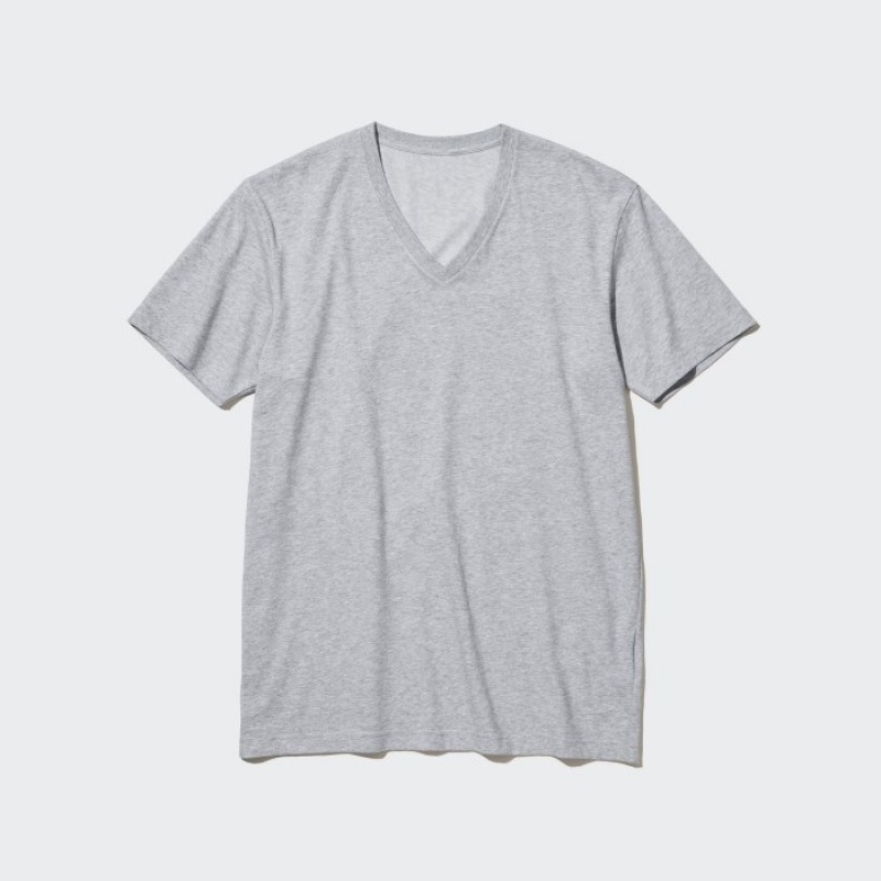 Red Uniqlo Dry Color V-Neck Short-Sleeve Women T Shirts | 6262217