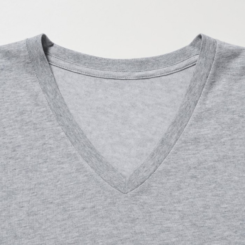 Red Uniqlo Dry Color V-Neck Short-Sleeve Women T Shirts | 6262217