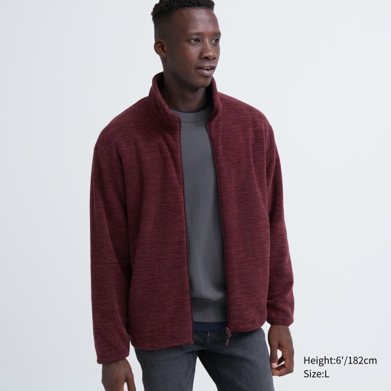 Red Uniqlo Fleece Full-zip Long Sleeve Men Jackets | 354408