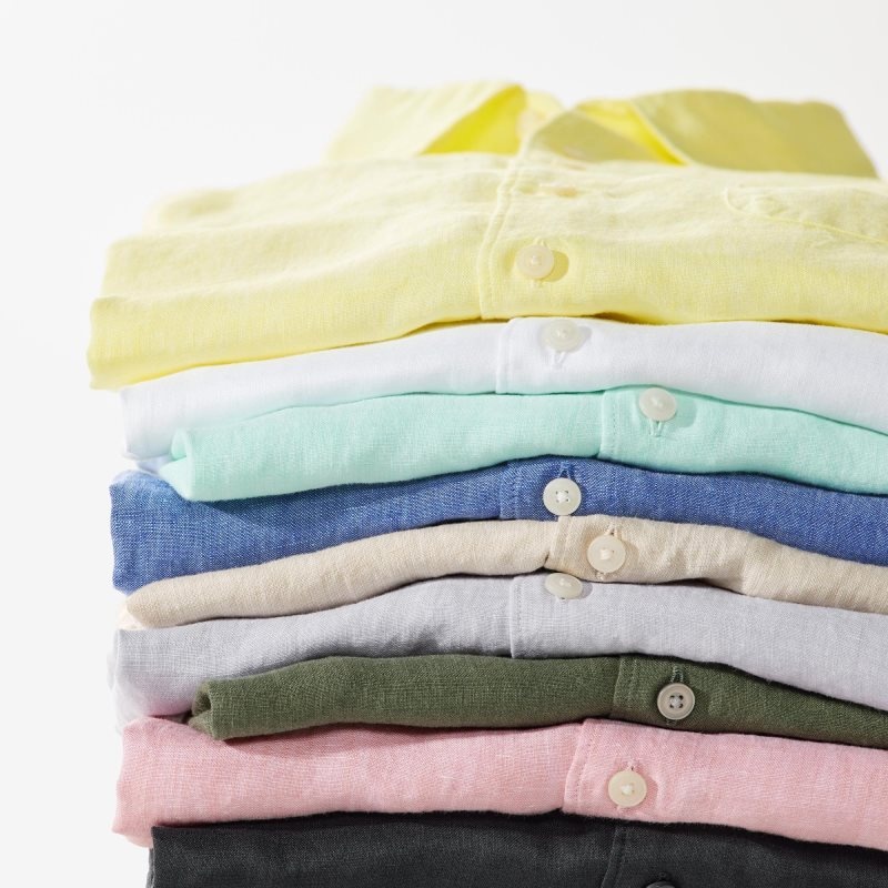 Red Uniqlo Premium Linen Long-sleeve Men Shirts | 5913376