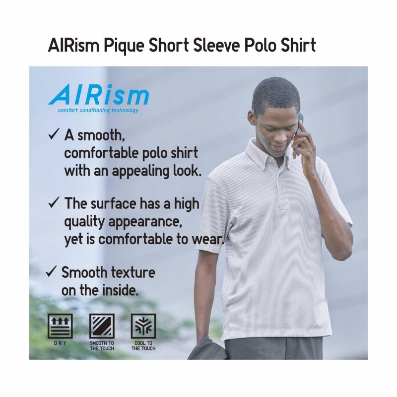 White Uniqlo Airism Pique Short-sleeve Men Polo Shirts | 8989569