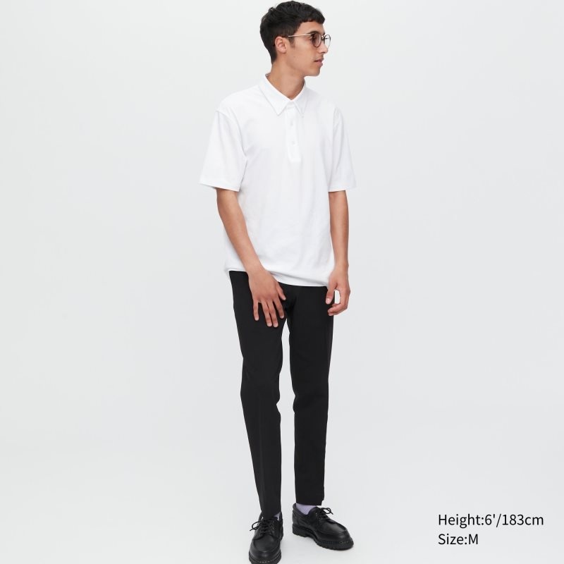 White Uniqlo Airism Pique Short-sleeve Men Polo Shirts | 8884445