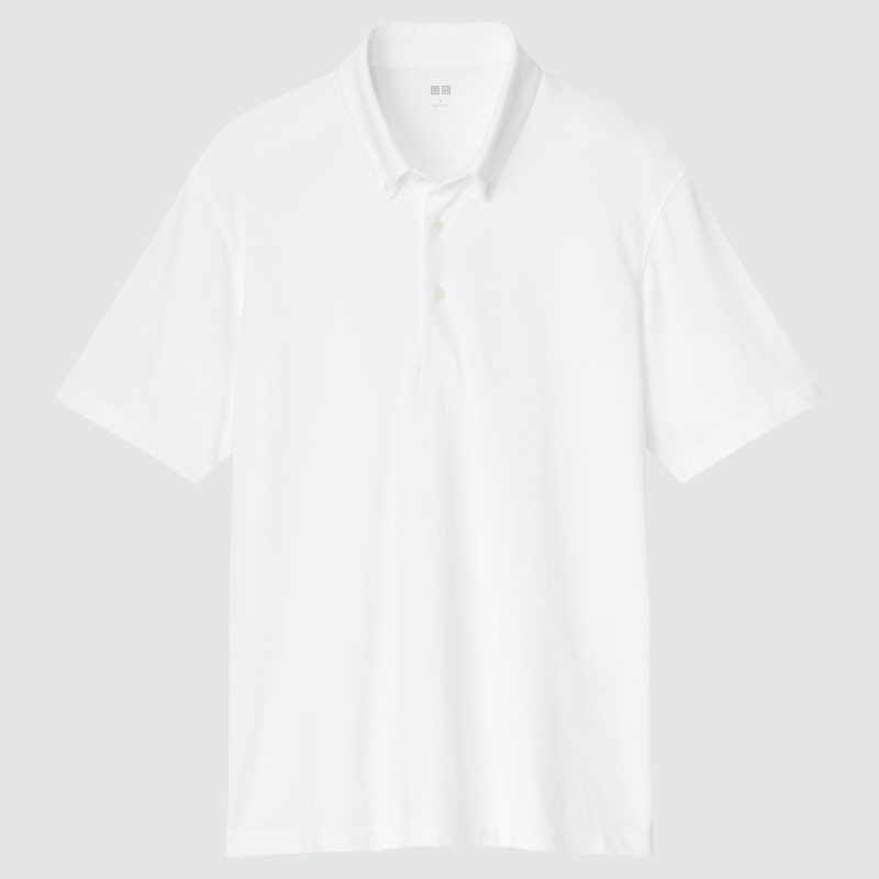 White Uniqlo Airism Pique Short-sleeve Men Polo Shirts | 8884445