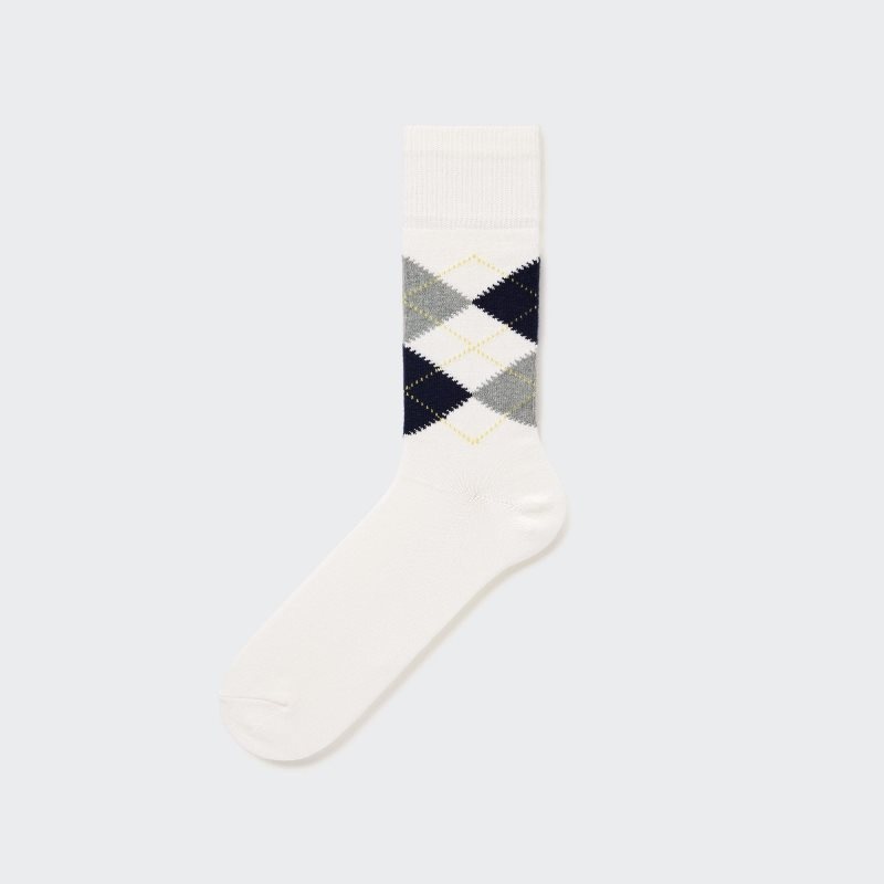 White Uniqlo Argyle Men Socks | 8509660
