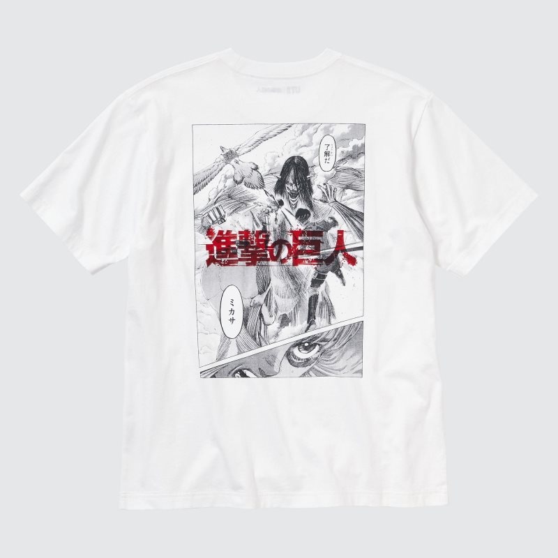 White Uniqlo Attack On Titan Ut Short-sleeve Graphic Wings Of Freedom Men T Shirts | 7498246
