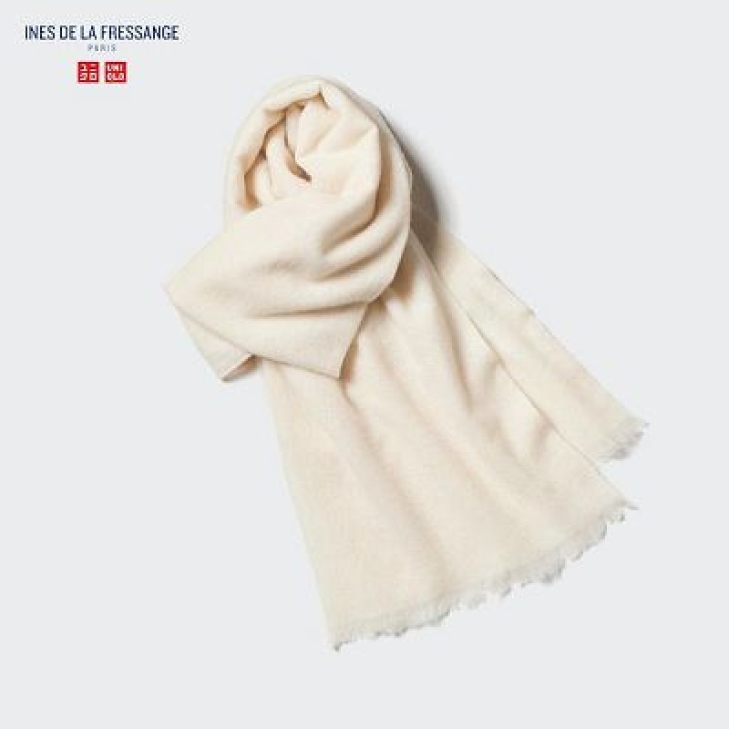 White Uniqlo Cashmere Stole Women Scarves | 2128289